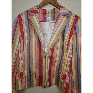 Career Business Colorful Blazer Extra Large Rainbow Striped NWT Lapis‎ Jacket